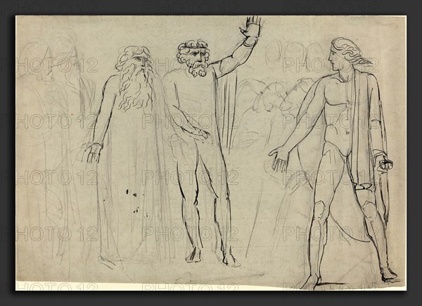 William Blake (British, 1757 - 1827), "And Saul Said unto David, Go, and the Lord be with Thee" [recto], c. 1780-1785, pen and ink over graphite on laid paper