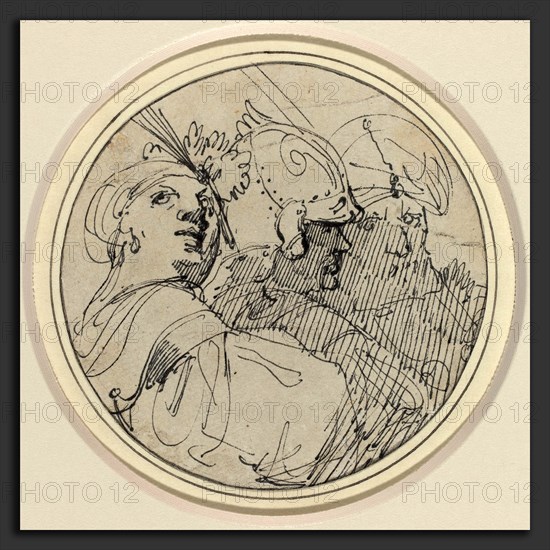 John Hamilton Mortimer (British, 1740 - 1779), Three Oriental Heads, 1770-1775, pen and black ink on laid paper