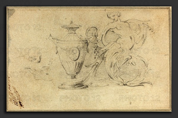 John Hamilton Mortimer (British, 1740 - 1779), Designs for Decorative Vases, black chalk on laid paper