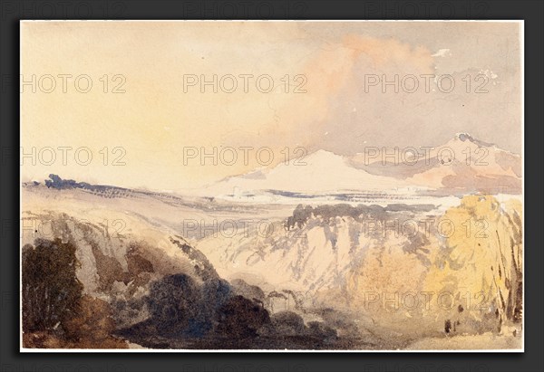 John Gendall (British, 1790 - 1865), Landscape with a Distant Mountain Range, watercolor over graphite on wove paper