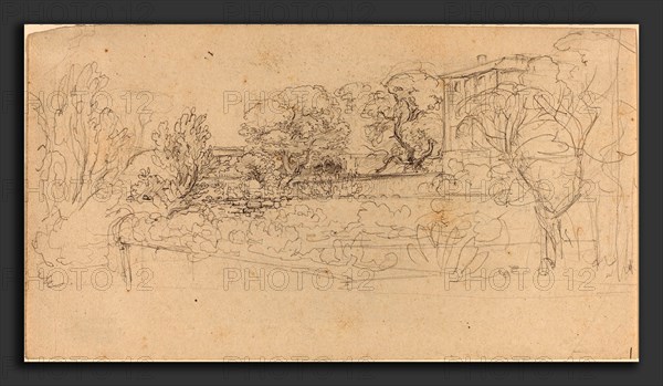 Friedrich Salathé (Swiss, 1793 - 1858), A Terraced Garden by a Villa, 1815-21, graphite on wove paper