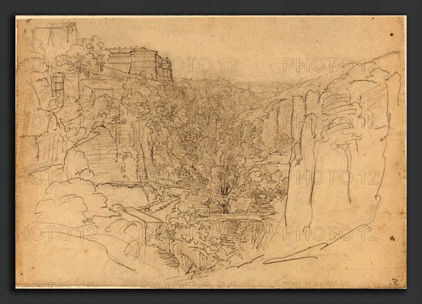 Friedrich Salathé (Swiss, 1793 - 1858), Fortified Castle Above a Narrow Valley, graphite on wove paper