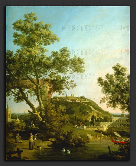 Canaletto, English Landscape Capriccio with a Palace, Italian, 1697 - 1768, c. 1754, oil on canvas