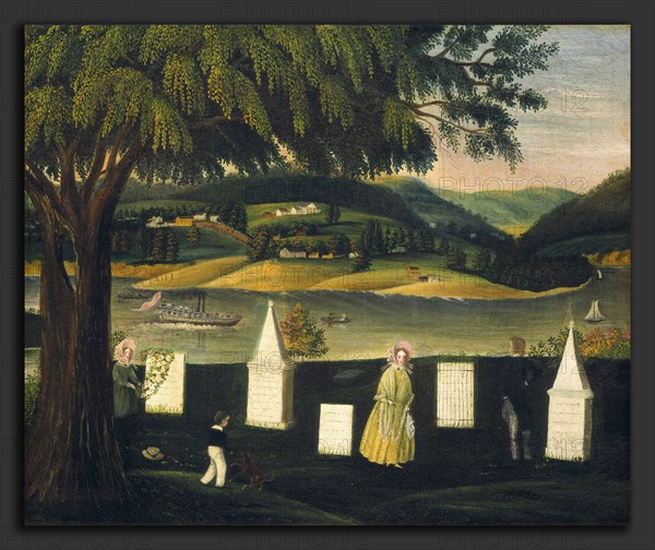 American 19th Century, Family Burying Ground, c. 1840, oil on canvas