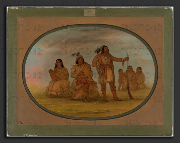 George Catlin, Osceola and Four Seminolee Indians, American, 1796 - 1872, 1861-1869, oil on card mounted on paperboard