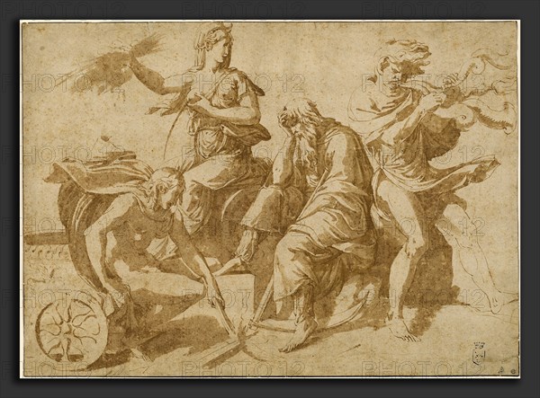 Giulio Romano (Italian, 1499 - 1546), The Four Elements, c. 1530, pen and brown ink with brown wash on laid paper