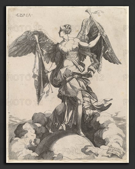 Domenico del Barbiere after Rosso Fiorentino, Gloria, Italian, c. 1506 - probably 1565-1575, 1540-1545, engraving on laid paper