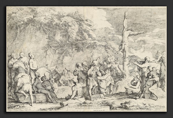 Salvator Rosa, The Crucifixion of Polycrates, Italian, 1615 - 1673, c. 1662, etching and drypoint on laid paper