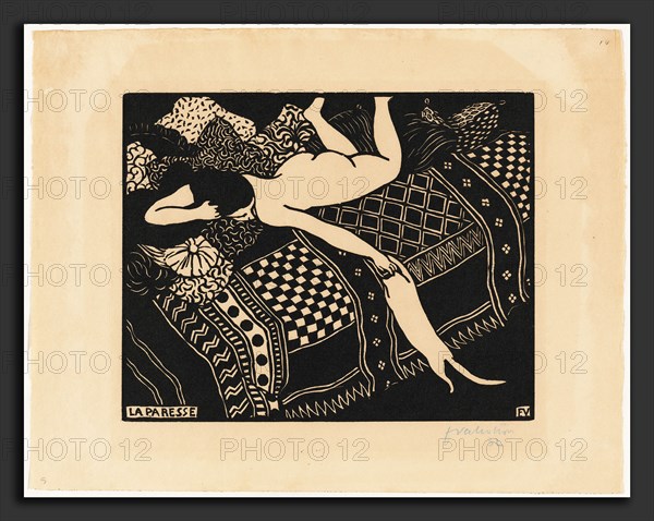 Félix Vallotton, La paresse (Laziness), Swiss, 1865 - 1925, 1896, woodcut on cream wove paper