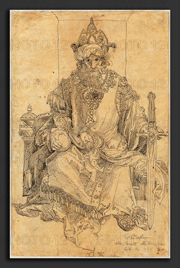 Albrecht DÃ¼rer, An Oriental Ruler Seated on His Throne, German, 1471 - 1528, c. 1495, pen and black ink on laid paper