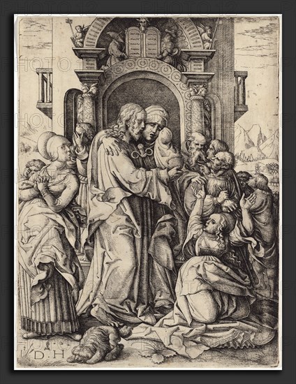 Daniel Hopfer I, The Virgin Mary Taking Leave of Christ, German, c. 1470 - 1536, c. 1520, etching on laid paper