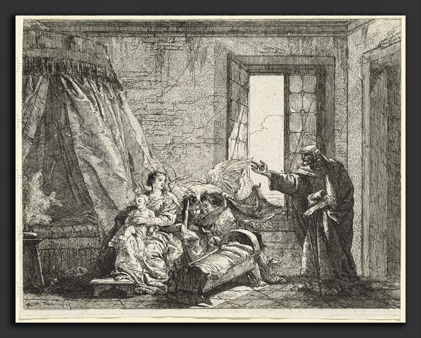 Giovanni Domenico Tiepolo (Italian, 1727 - 1804), Joseph Relays to Mary God's Command to Flee, published 1753, etching