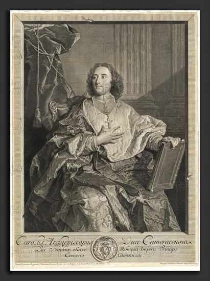 Georg Friedrich Schmidt after Hyacinthe Rigaud, Monseigneur Louis-Charles d'Orléans de Saint-Albin, Archbishop of Cambrai, German, 1712 - 1775, 1741, engraving on laid paper