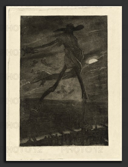 Félicien Rops, Satan Sowing Tare (Satan semant l'ivraie), Belgian, 1833 - 1898, aquatint and etching