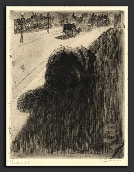 Albert Besnard, The Suicide (Le Suicide), French, 1849 - 1934, c. 1886, etching and aquatint in black on laid paper