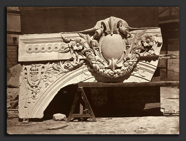 Louis-Ãâmile Durandelle, Ornamental Sculpture from the Paris Opera House (Arch Detail), French, 1839 - 1917, 1865, albumen print from collodion negative mounted on paperboard