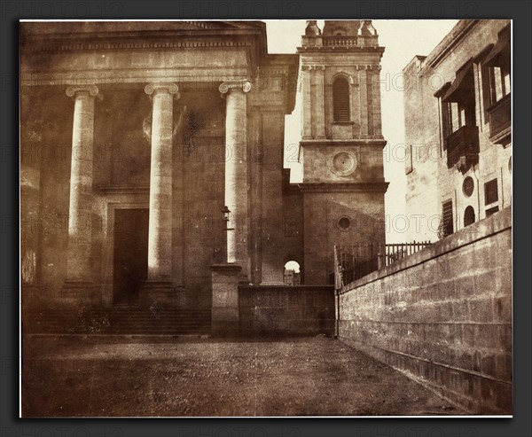 Reverend Calvert Richard Jones, St. Paul's Cathedral, Valetta, Malta, with Bell Tower, Welsh, 1802 - 1877, 1846, salted paper print from salted paper negative