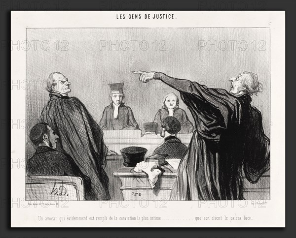 Honoré Daumier, Un Avocat qui est rempli de la conviction intime, French, 1808 - 1879, 1845, lithograph