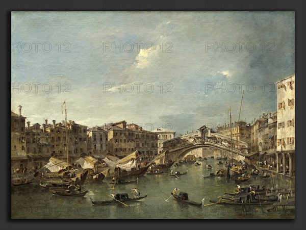 Francesco Guardi (Italian, 1712 - 1793), Grand Canal with the Rialto Bridge, Venice, probably c. 1780, oil on canvas