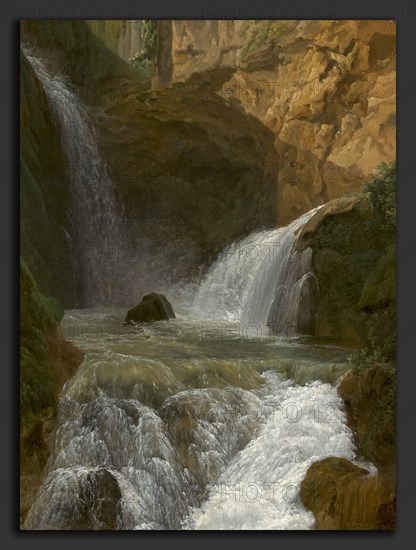 Jean-Joseph-Xavier Bidauld, View of the Waterfalls at Tivoli, French, 1758 - 1846, 1788, oil on paper on canvas