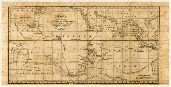 Chart, Map of a voyage along the Eastern Coast of Africa  to St. Helena, to Rio de Janeiro, Bahia, and Pernambuco in Brazil, in the Nisus Frigate