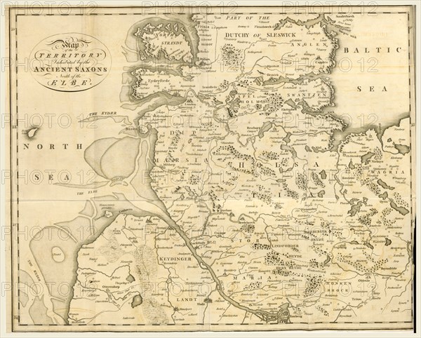 Map of the territory inhabited by the ancient Saxons North of the Elbe