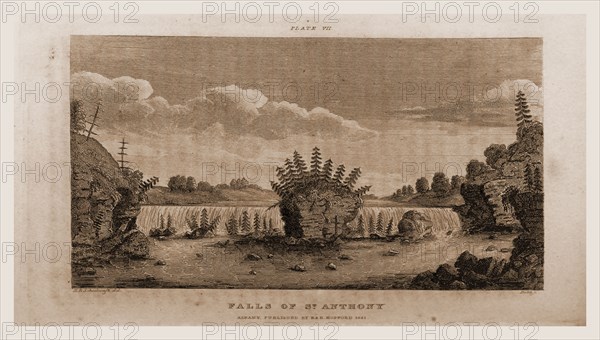 Falls of ST. Anthony, 1821, Narrative Journal of Travels, through the North Western regions of the United States, extending from Detroit through the great chain of American Lakes, to the sources of the Mississippi Rivers, US, America