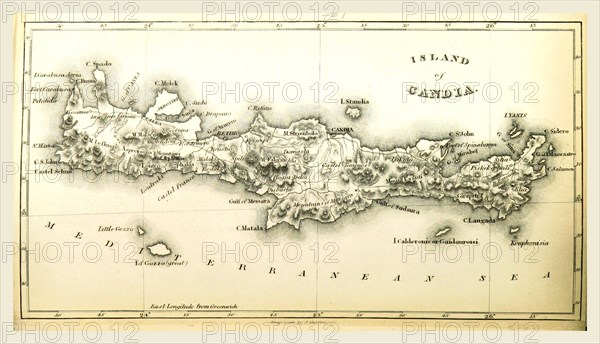 Island of Candia, History of the Greek Revolution, 19th century engraving, Crete, Greece