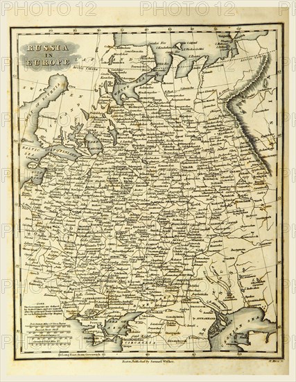 Map Russia, 19th century engraving