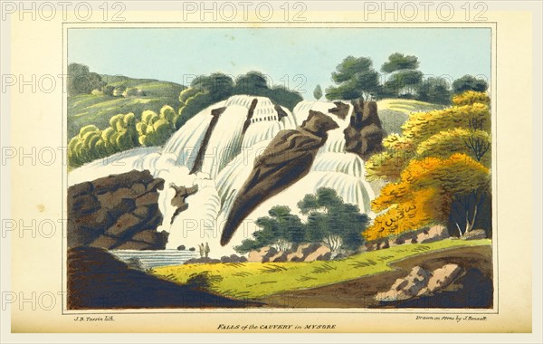 Observations on the Neilgherries, Falls of the Cauvery in Mysore, 19th century engraving