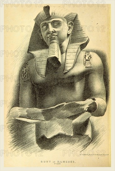 Bust of Ramses, A Brief Account of the Researches and Discoveries in Upper Egypt, 19th century engraving