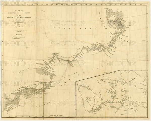 Narrative of the Arctic Land Expedition to the mouth of the Great Fish River, and along the shores of the Arctic Ocean, in the years 1833, 1834, and 1835, 19th century engraving