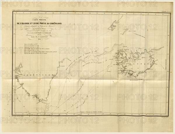 Greenland Iceland 1835 et 1836, 19th century engraving