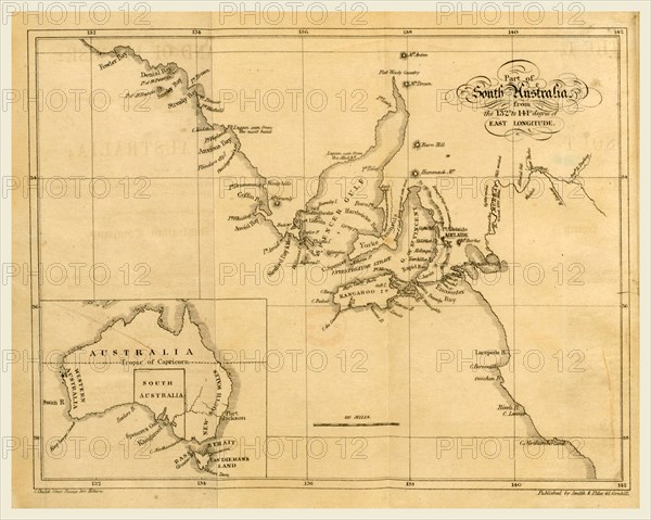 Map of South Australia, 19th century engraving