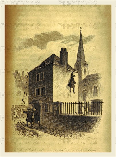 The History of Jack Sheppard, his wonderful exploits and escapes. A romance founded on facts. With original illustrations, from drawings by J. Sketch, 19th century engraving