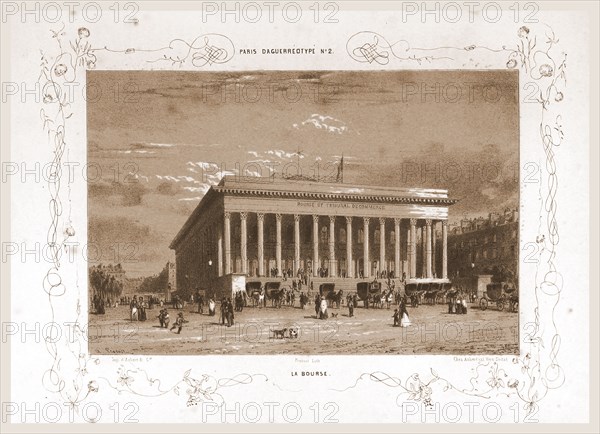 La Bourse, Paris and surroundings, daguerreotype, M. C. Philipon, 19th century engraving