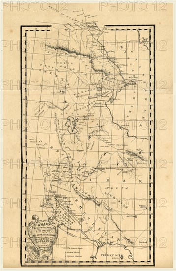 Map, Personal Narrative of a Journey from India to England, by Bussorah  Astrakhan  and St. Petersburgh in the year 1824, 19th century engraving