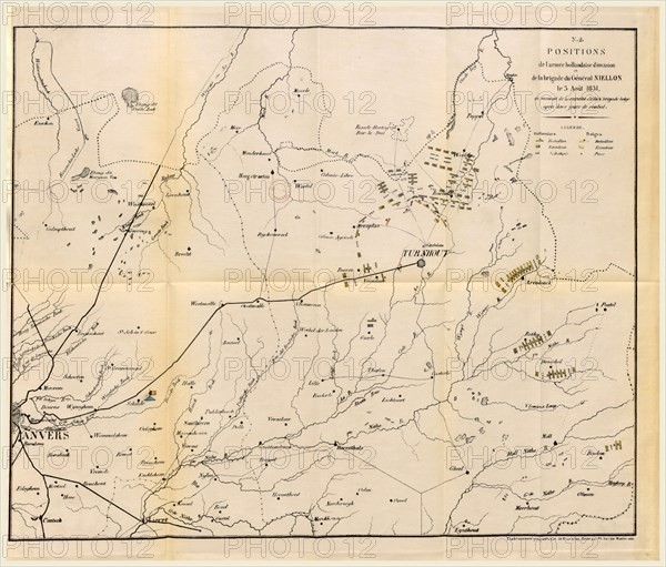 Positions of the Dutch Army in Belgium in 1831, 19th century engraving