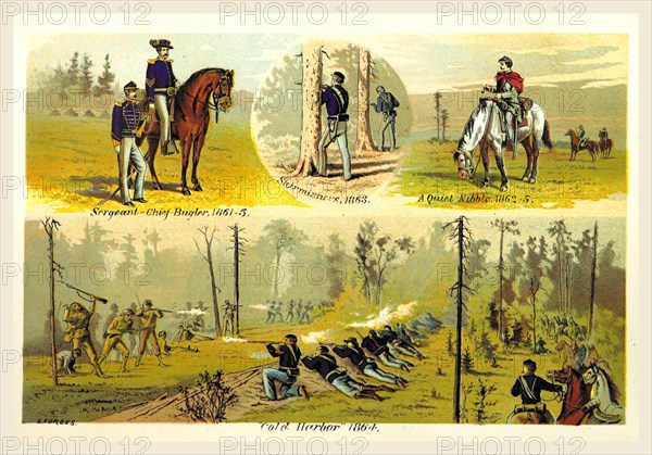 With the Second Dragoons, Second United States Cavalry, an  account of service in Florida, Mexico, Virginia and the Indian Country, 1836-1875, 19th century engraving, US, America