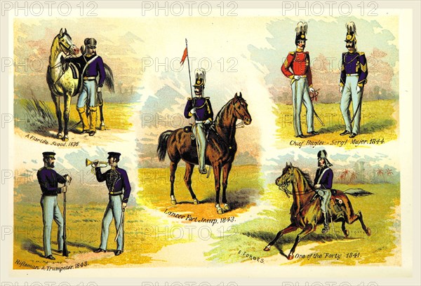 With the Second Dragoons, Second United States Cavalry, an  account of service in Florida, Mexico, Virginia and the Indian Country, 1836-1875, 19th century engraving