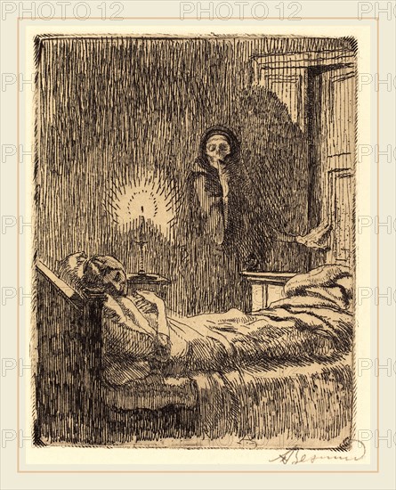 Albert Besnard, Discreet (DiscrÃ¨te), French, 1849-1934, 1900, etching in black on Van Gelder Zonen wove paper