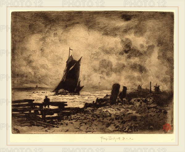 Félix-Hilaire Buhot (French, 1847-1898), La Petite Marine-Souvenir de Medway, 1879, etching, drypoint, aquatint, and roulette in black on laid paper