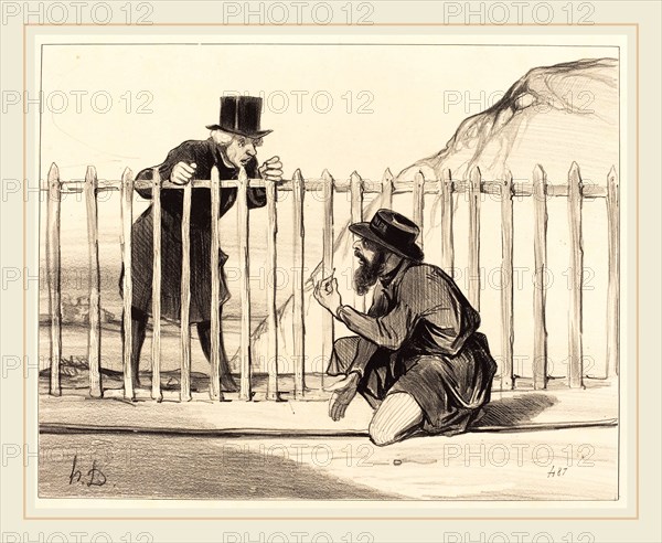 Honoré Daumier (French, 1808-1879), Ah! ben le convoi peut se flatter de l'échapper, 1843, lithograph
