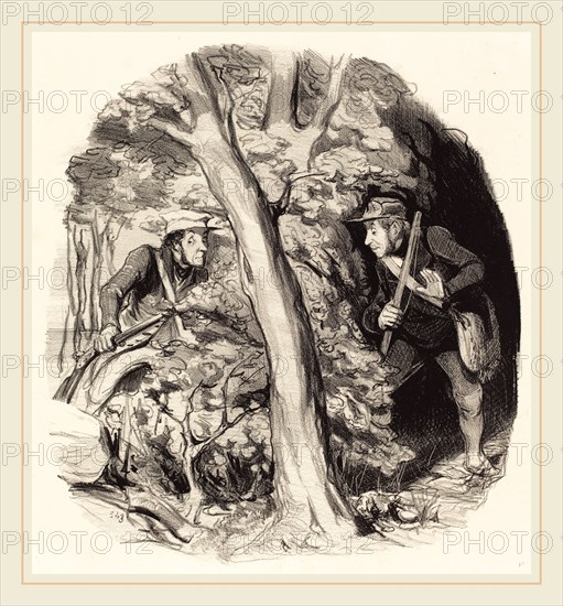 Honoré Daumier (French, 1808-1879), La Rencontre sous bois, 1844, lithograph