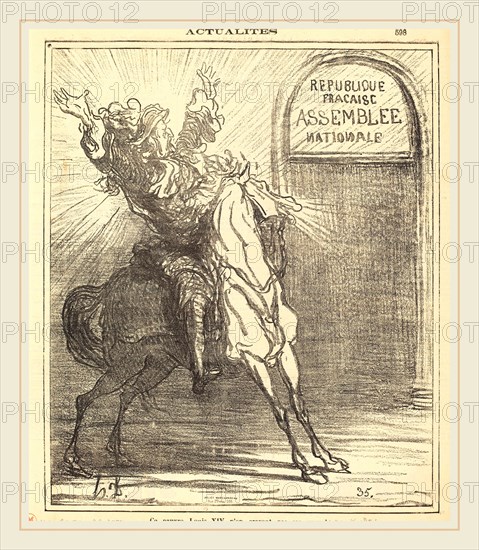 Honoré Daumier (French, 1808-1879), Ce pauvre Louis XIV n'en croyant pas ses yeux, 1871, gillotype on newsprint