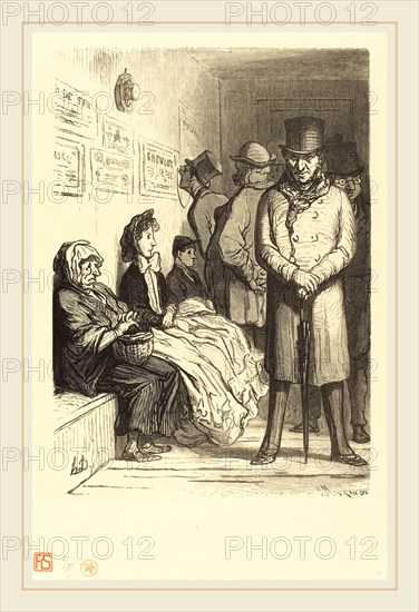 Charles Maurand after Honoré Daumier (French, active 1863-1881), Un Bureau d'attente d'omnibus, 1862, wood engraving