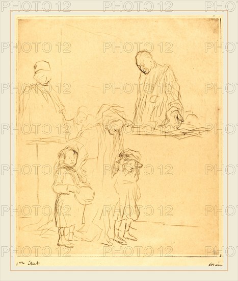 Jean-Louis Forain, Coming Out of the Hearing (first plate), French, 1852-1931, 1909, etching