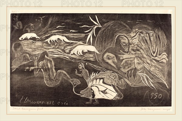 Paul Gauguin (French, 1848-1903), The Universe is Created (L'Univers est cree), c. 1894, woodcut printed in black and gray by Pola Gauguin in 1921