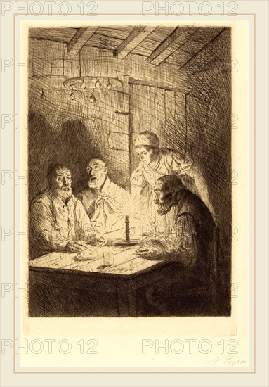 Alphonse Legros, Supper of the Poor (Le souper chez misere), French, 1837-1911, etching? and drypoint