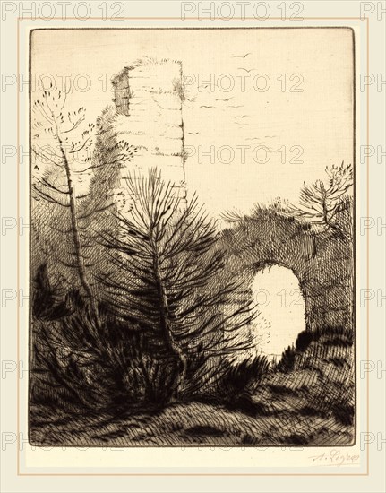 Alphonse Legros, Ruins of a Monastery (Les ruines du monastere), French, 1837-1911, drypoint and etching
